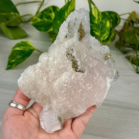 Pink Calcite with Glitter Pyrite Specimen (UV Reactive) 610 9 - Kenna's Crystals from TikTok