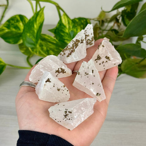 Pink Calcite With Pyrite 33 11 - Kenna's Crystals from TikTok