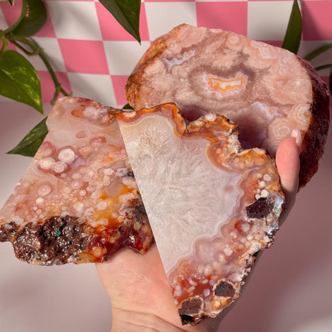 Pink Flower Agate Slab 111 2 - Kenna's Crystals from TikTok