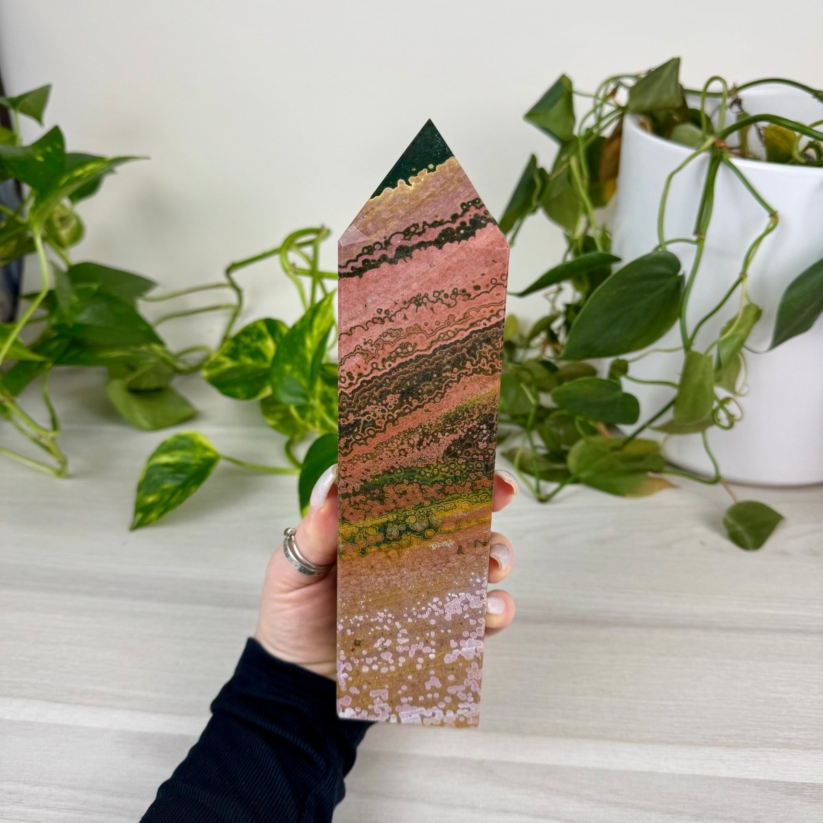 Pink Ocean Jasper Tower – Kenna's Crystals