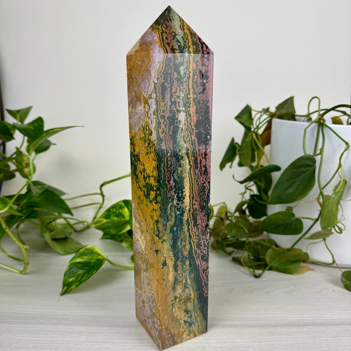 Pink Ocean Jasper Tower – Kenna's Crystals