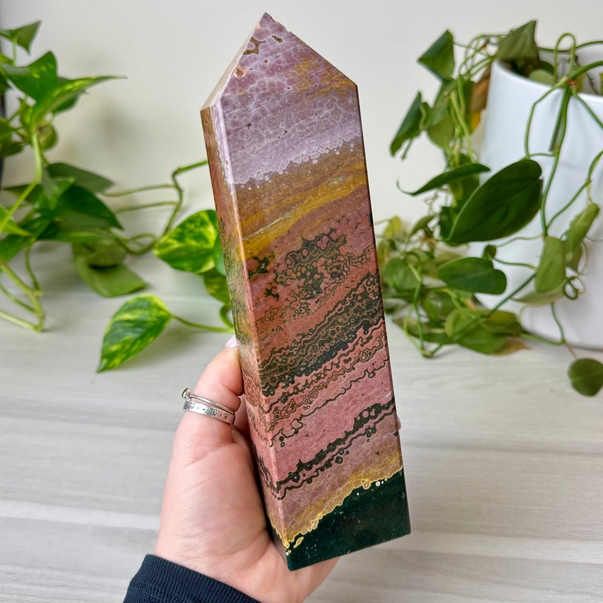 Pink Ocean Jasper Tower – Kenna's Crystals