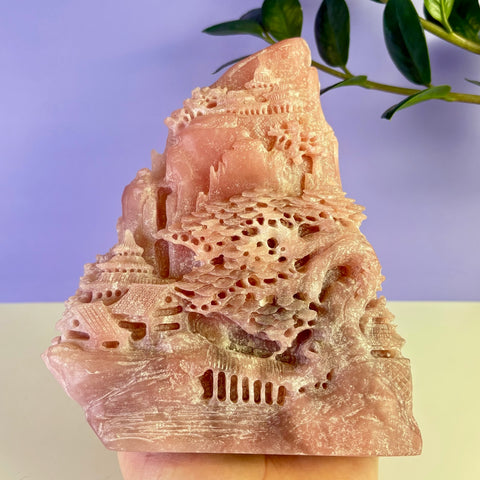 Pink Opal Landscape Carving