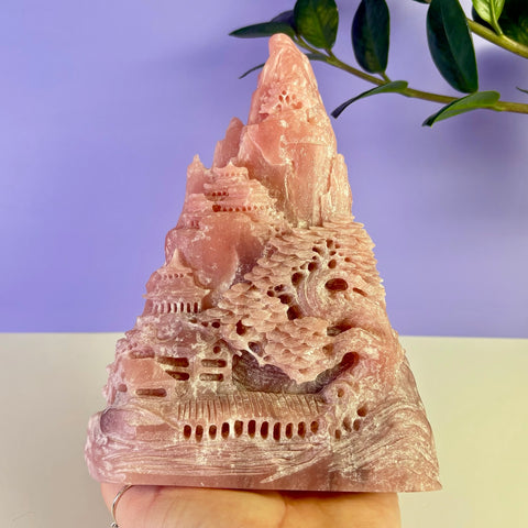 Pink Opal Landscape Carving