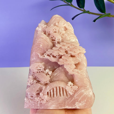 Pink Opal Landscape Carving