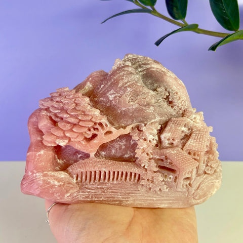 Pink Opal Landscape Carving