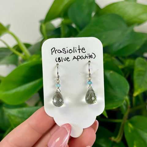 Prasiolite Earrings Prasiolite with Blue Apatite 2 - Kenna's Crystals from TikTok