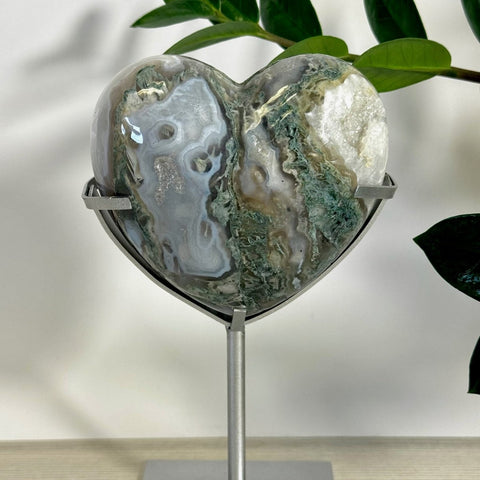 Puffy Moss Agate Heart On Custom Stand C 3 - Kenna's Crystals from TikTok