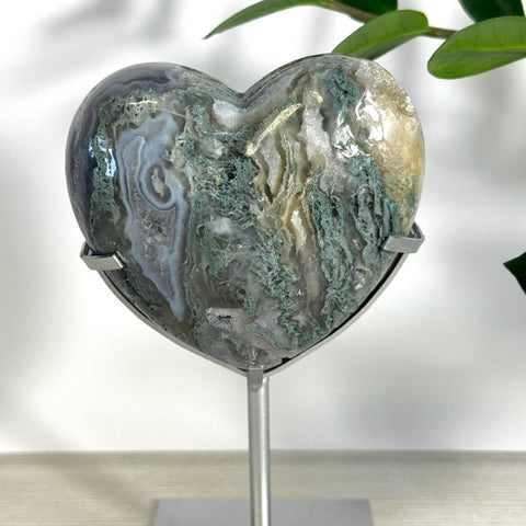 Puffy Moss Agate Heart On Custom Stand G 7 - Kenna's Crystals from TikTok