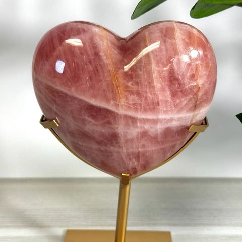 Puffy Rose Quartz Heart On Custom Stand E 5 - Kenna's Crystals from TikTok