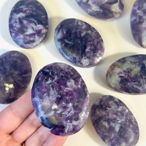 Purple Lepidolite Palm Stone 22 2 - Kenna's Crystals from TikTok