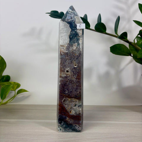 Purple Moss Agate Tower