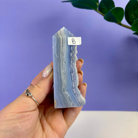 Raw Edge Blue Lace Agate Tower