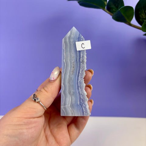 Raw Edge Blue Lace Agate Tower