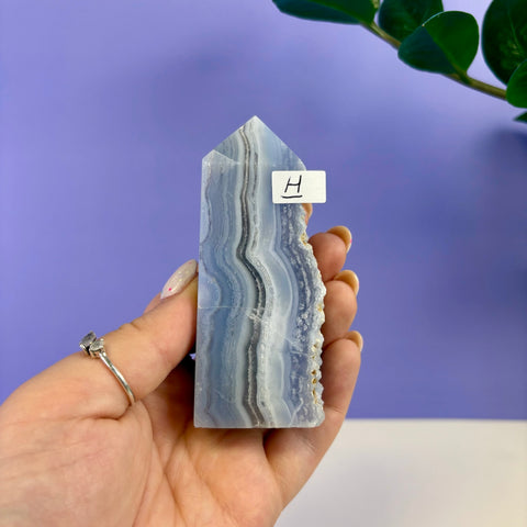 Raw Edge Blue Lace Agate Tower