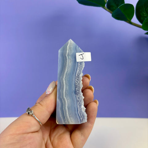 Raw Edge Blue Lace Agate Tower