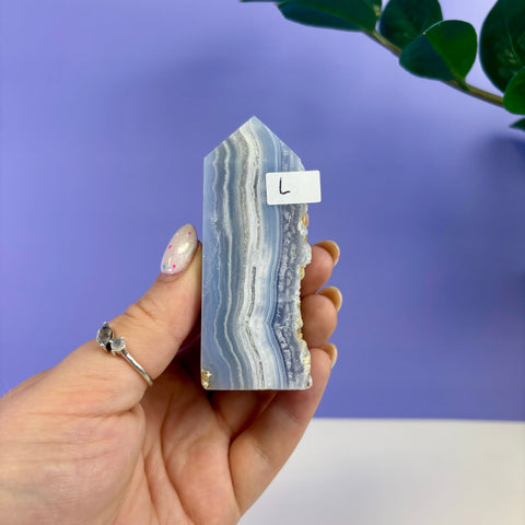 Raw Edge Blue Lace Agate Tower