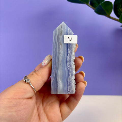 Raw Edge Blue Lace Agate Tower