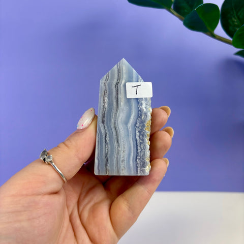 Raw Edge Blue Lace Agate Tower