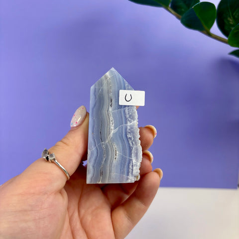 Raw Edge Blue Lace Agate Tower