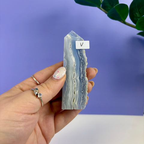 Raw Edge Blue Lace Agate Tower