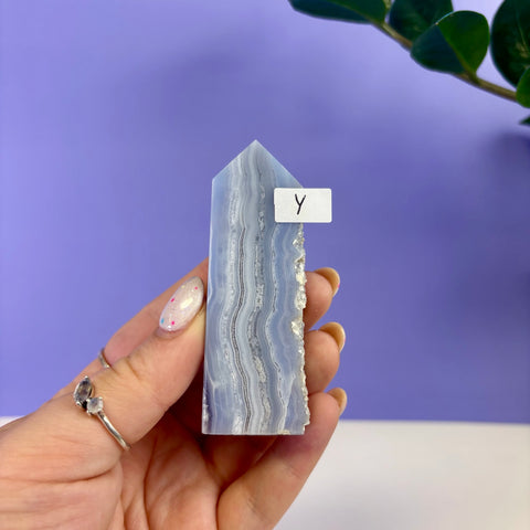 Raw Edge Blue Lace Agate Tower
