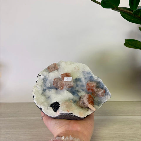 Red Apophyllite on Chalcedony