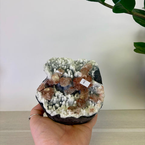 Red Apophyllite on Chalcedony