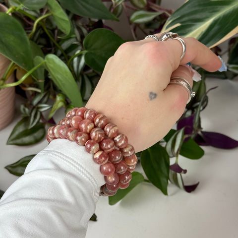 Rhodochrosite Bracelet Round 82 4 - Kenna's Crystals from TikTok