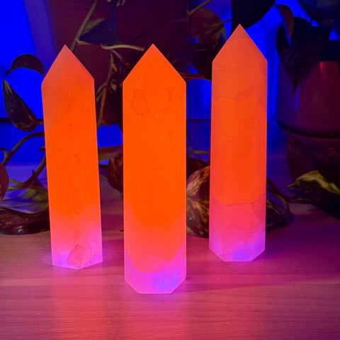 Six Sided Mangano Calcite Tower (UV REACTIVE) 55 3 - Kenna's Crystals from TikTok