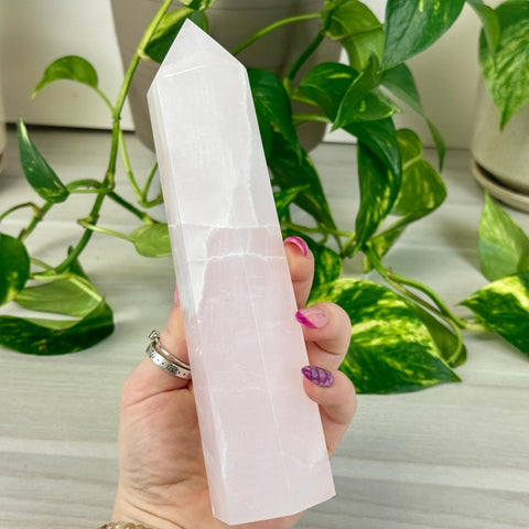 Six Sided Mangano Calcite Tower (UV REACTIVE) 77 6 - Kenna's Crystals from TikTok