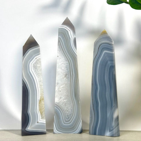 Slim Banded Agate Tower 77 3 - Kenna's Crystals from TikTok