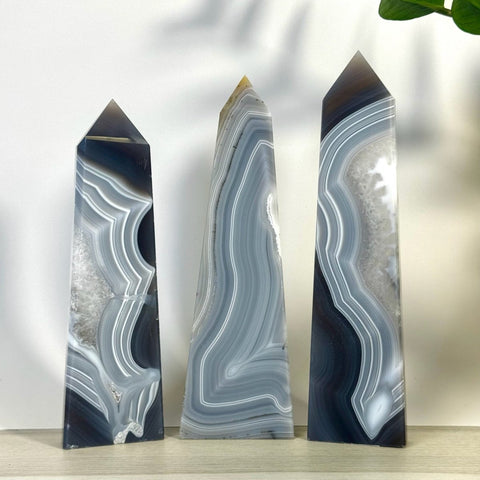 Slim Banded Agate Tower 88 4 - Kenna's Crystals from TikTok