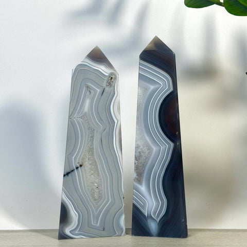 Slim Banded Agate Tower 99 5 - Kenna's Crystals from TikTok
