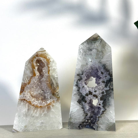 Slim Druzy Agate Tower 77 3 - Kenna's Crystals from TikTok