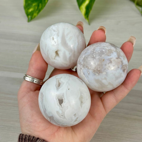 Snow Agate Sphere 77 3 - Kenna's Crystals from TikTok