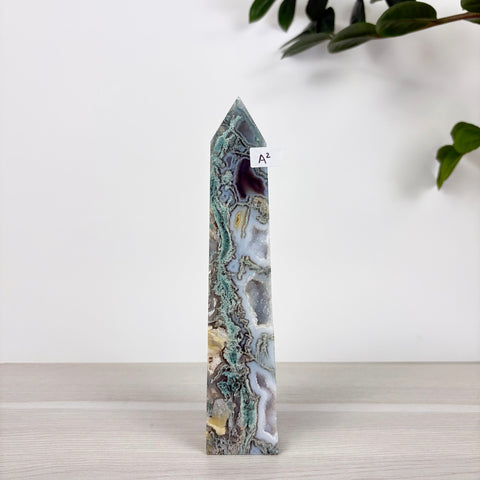 Spooky Statement Moss Agate Tower - Kenna's Crystals