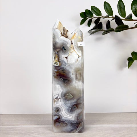 Spooky Statement Moss Agate Tower - Kenna's Crystals