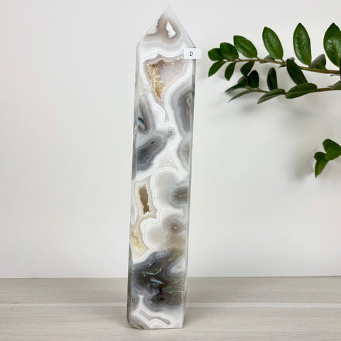 Spooky Statement Moss Agate Tower - Kenna's Crystals