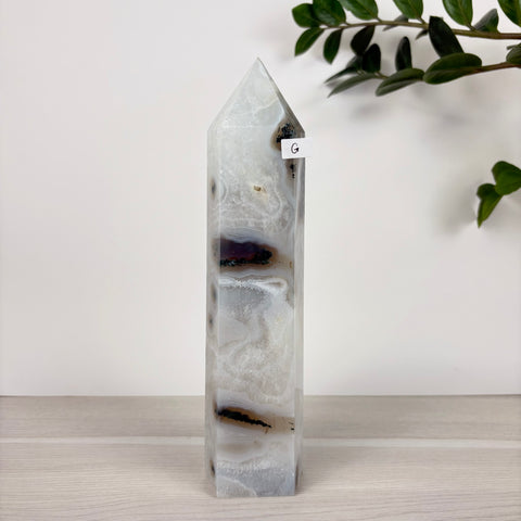 Spooky Statement Moss Agate Tower - Kenna's Crystals