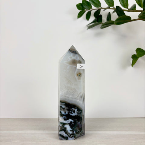 Spooky Statement Moss Agate Tower - Kenna's Crystals