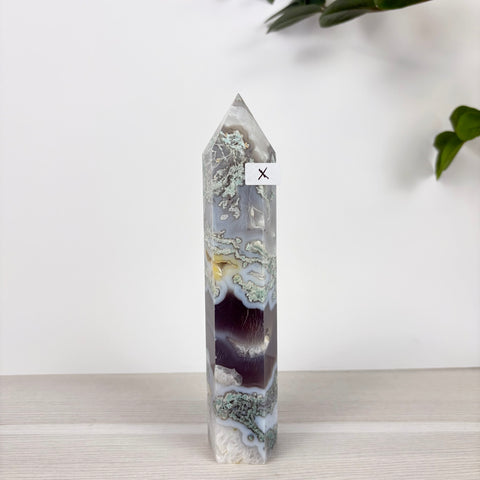 Spooky Statement Moss Agate Tower - Kenna's Crystals
