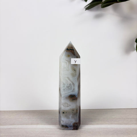 Spooky Statement Moss Agate Tower - Kenna's Crystals