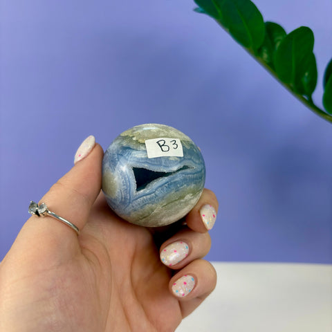 Statement Druzy Blue Lace Agate Sphere