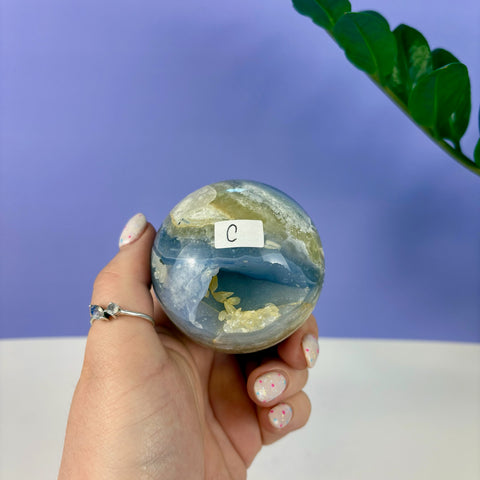 Statement Druzy Blue Lace Agate Sphere