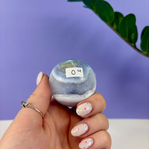 Statement Druzy Blue Lace Agate Sphere