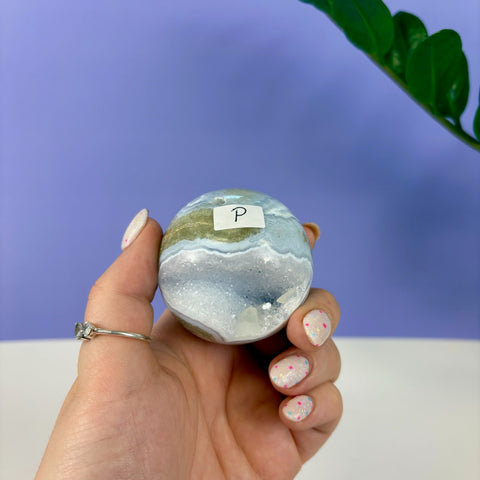 Statement Druzy Blue Lace Agate Sphere