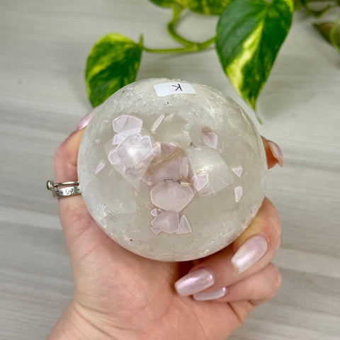 Statement Druzy Sphere K (Inverted pink chlorite quartz) 12 - Kenna's Crystals from TikTok
