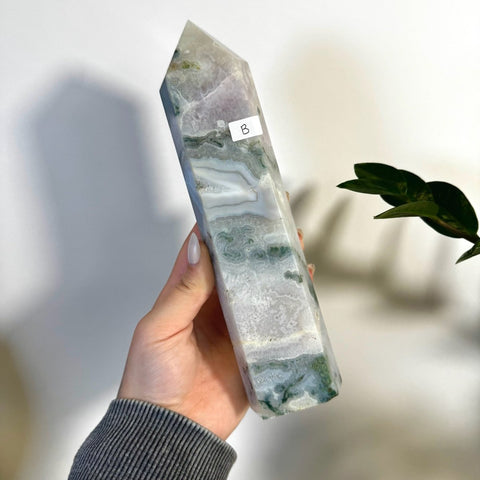 Statement Moss Agate Tower B 2 - Kenna's Crystals from TikTok