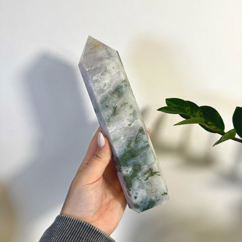 Statement Moss Agate Tower C2 31 - Kenna's Crystals from TikTok